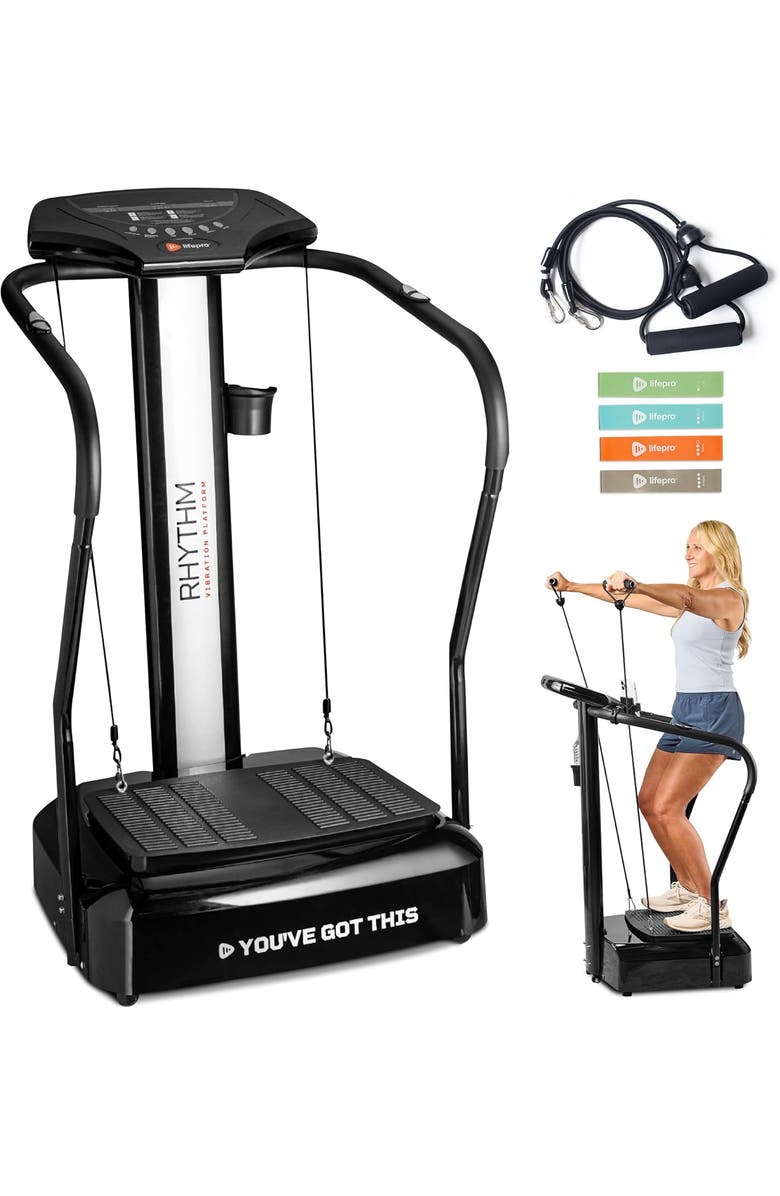 Lifepro Rhythm Vibration Plate Exercise Machine with Handles Heart Sensors, Main, color, Black