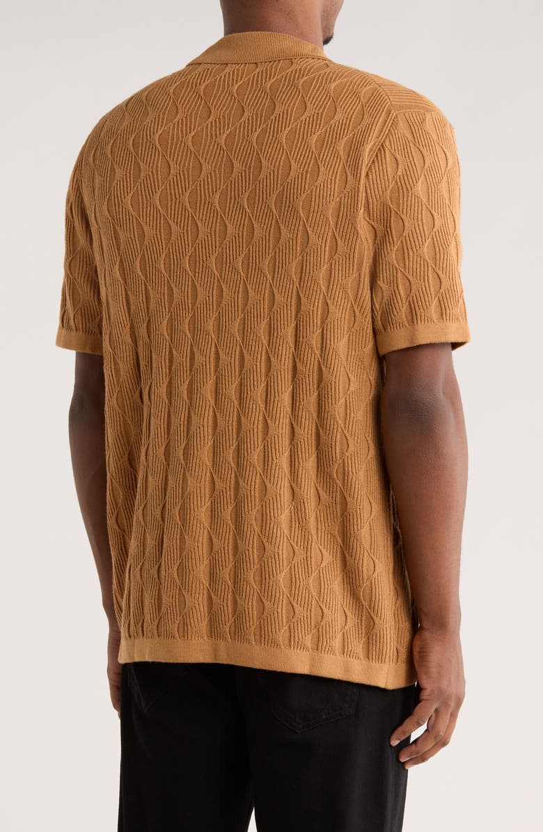 TRUTH Textured Short Sleeve Button-Up Polo, Alternate, color, Terracotta