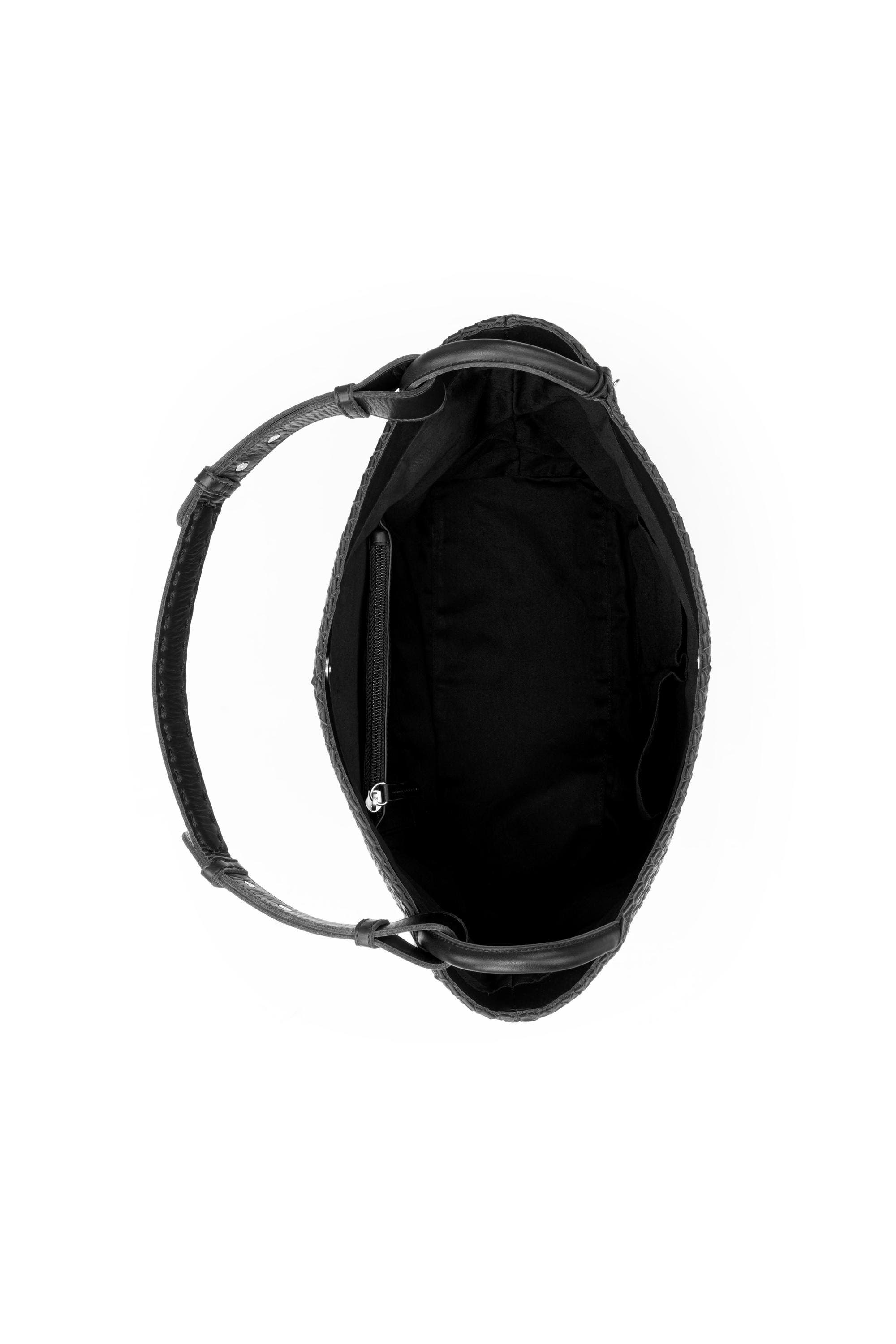 The Sak Los Feliz Medium Tote Woven Leather Bag, Alternate, color, Black Woven