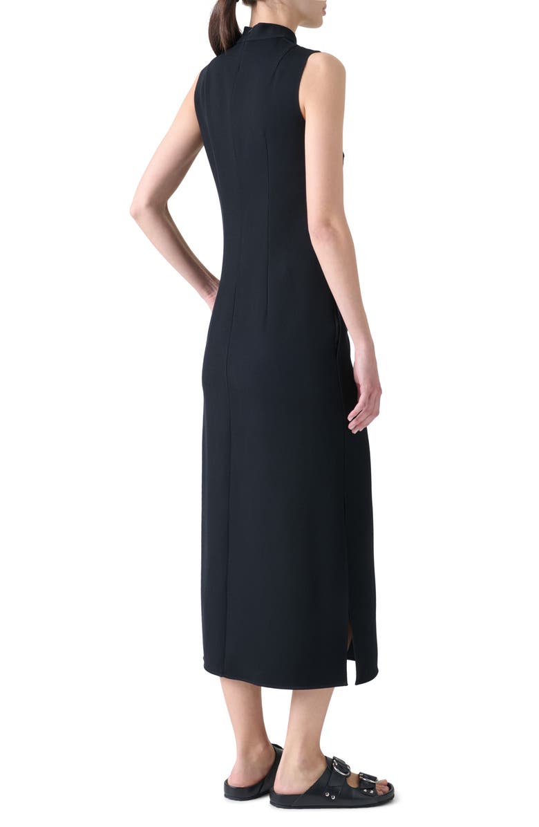 Akris punto Ring Yoke Virgin Wool Midi Dress, Alternate, color, Black