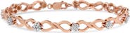 Haus of Brilliance 10K Rose Gold 1/2 cttw Diamond Cluster and Infinity Weave Link Bracelet
