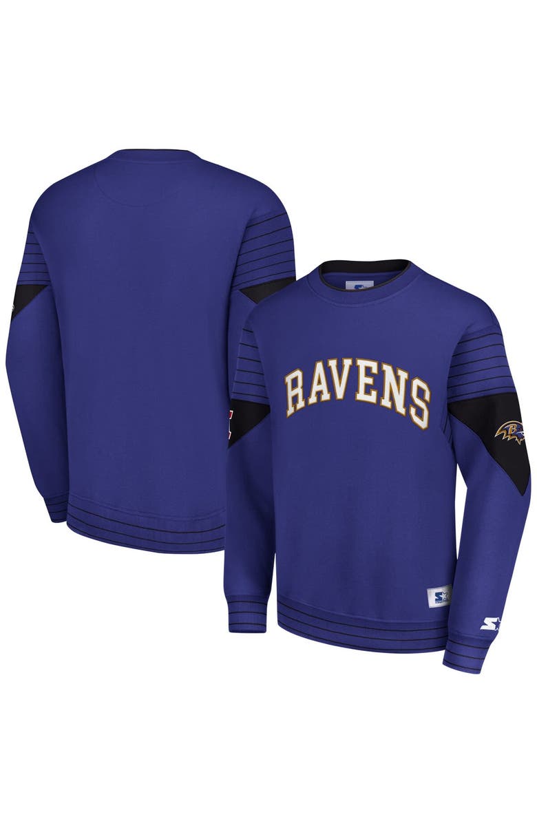 STARTER Men's Starter Purple Baltimore Ravens Face-Off Pullover Sweatshirt, Main, color, 
