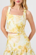 French Connection Sophie Floral Sleeveless Taffeta Crop Top