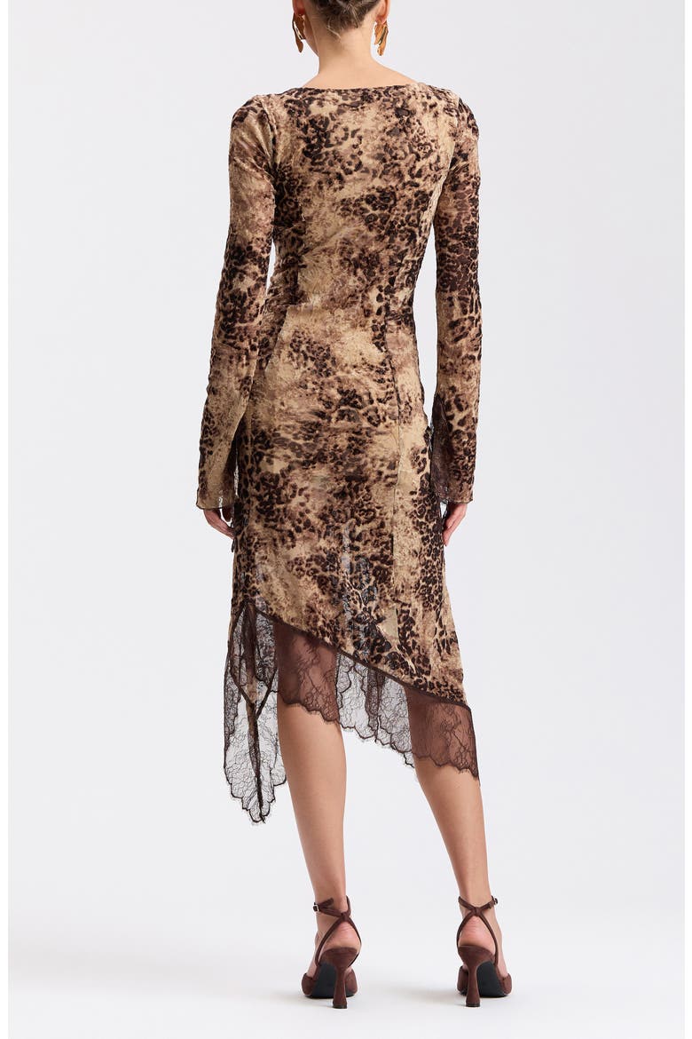 Asymmetrical Lace Trim Burnout Midi Dress, Alternate, color, BURNOUT CHEETAH