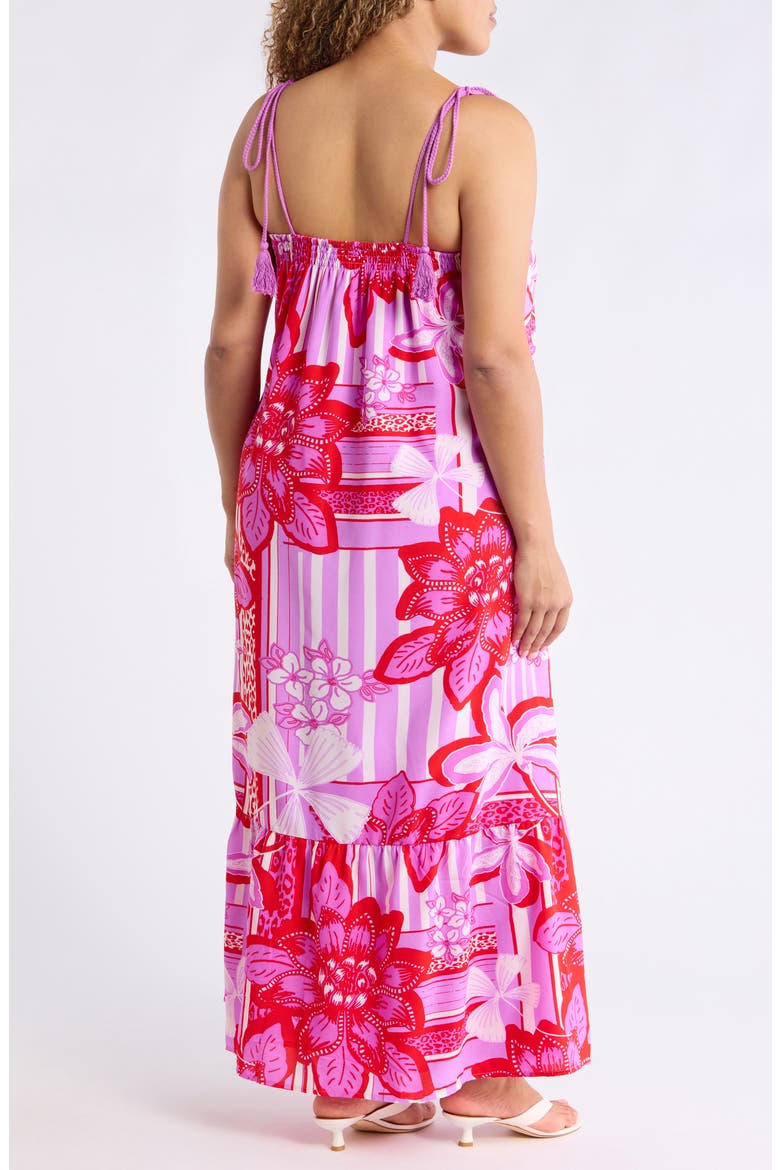 Barba Tropical Print Sleeveless Maxi Dress, Alternate, color, RED-WHITE