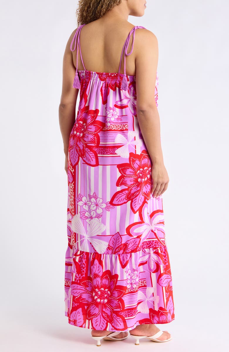SUGARLIPS Barba Tropical Print Sleeveless Maxi Dress, Alternate, color, Red-White