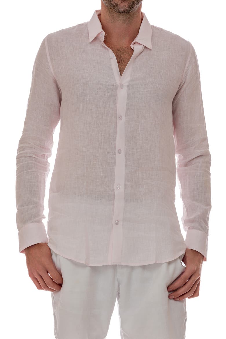 Linen Resort Button-Up Shirt, Alternate, color, BABY PINK
