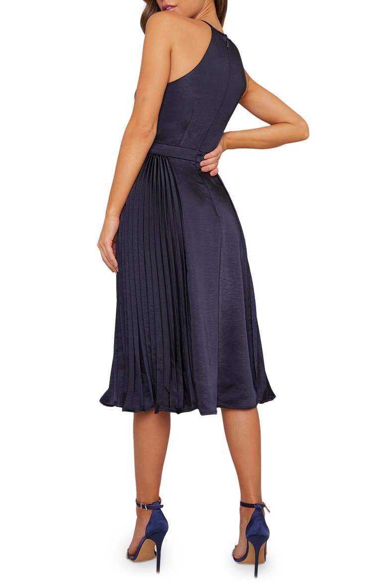 Benita Satin Cocktail Dress, Alternate, color, NAVY