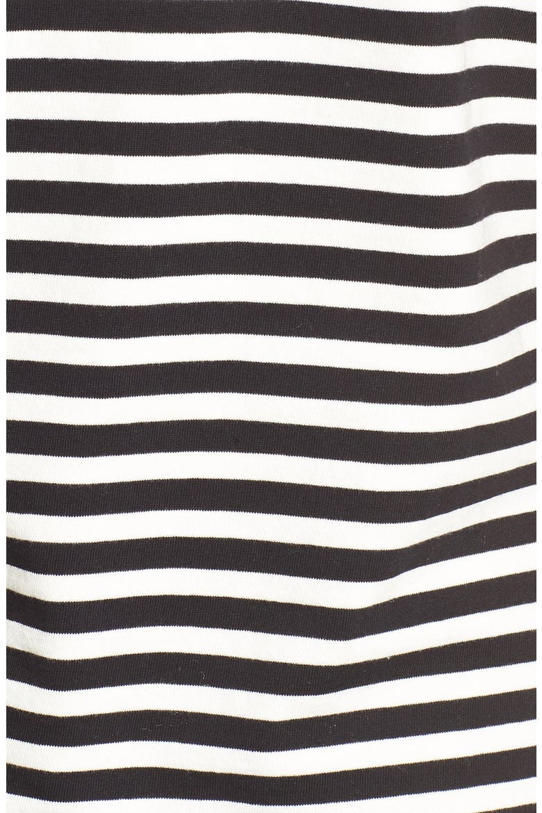 Ruffle Sleeve Tee, Alternate, color, BLACK WHITE