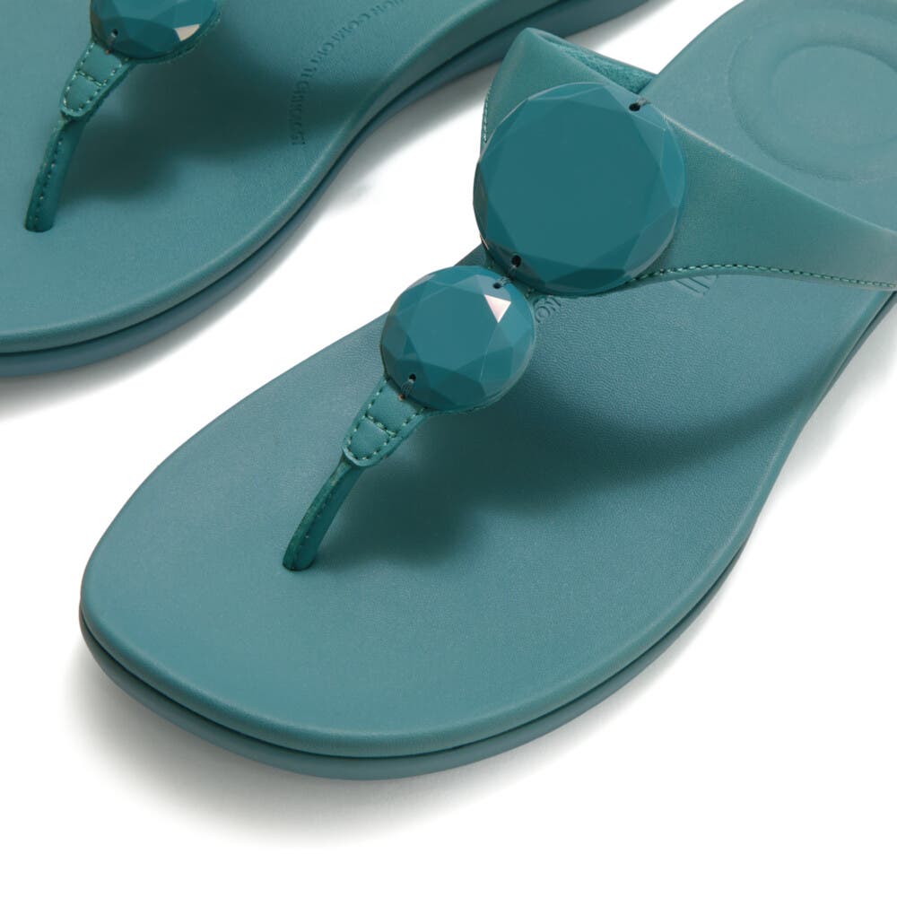 FitFlop Solay Glossy-Disc TP Sandal, Alternate, color, Teal