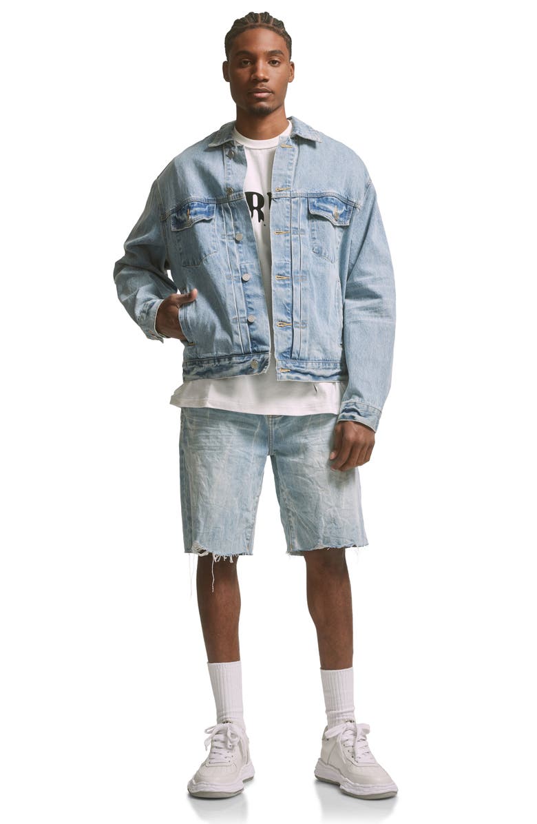 PURPLE BRAND Embroidered Cotton Denim Trucker Jacket, Alternate, color,