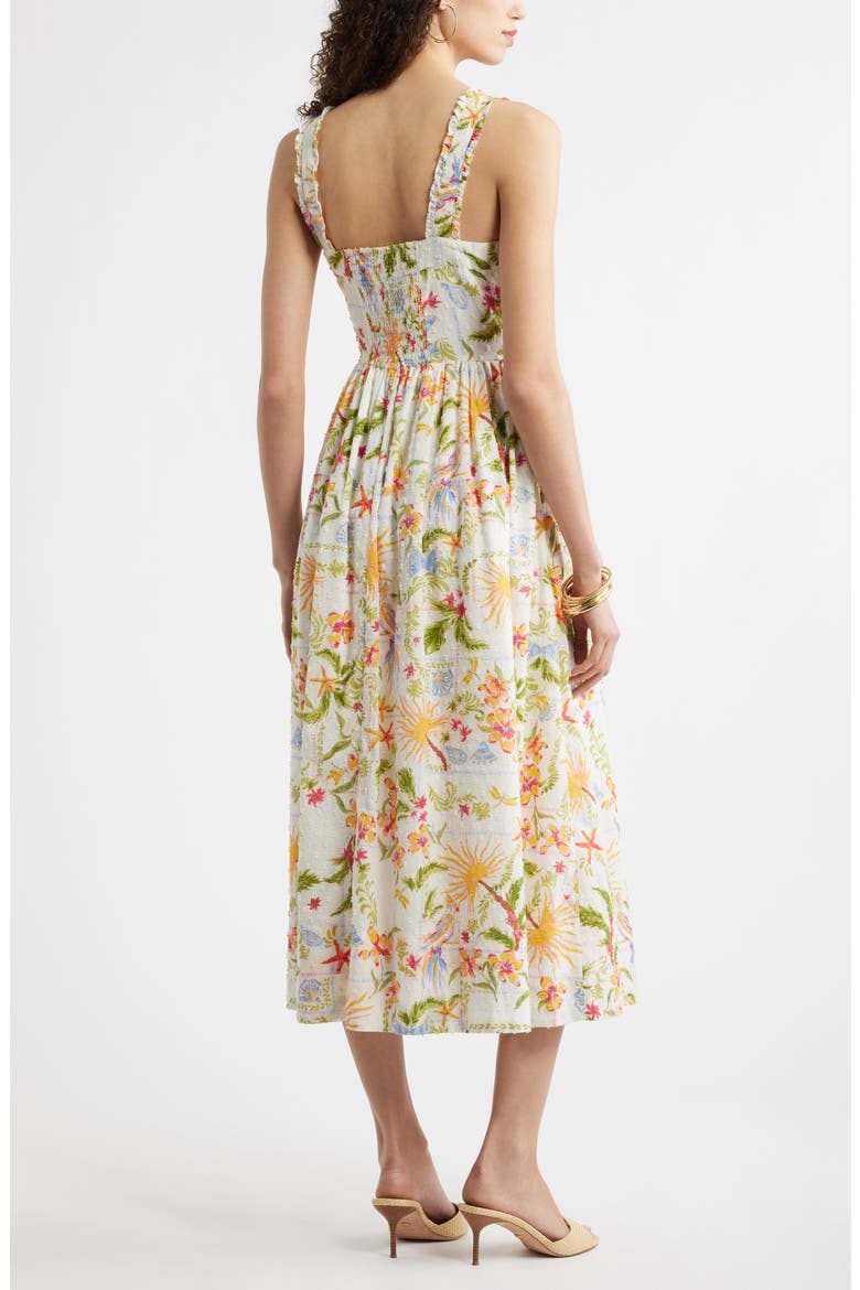 Embroidered Print Sleeveless Midi Dress, Alternate, color, IVORY- RED VIDA SOLPATCH