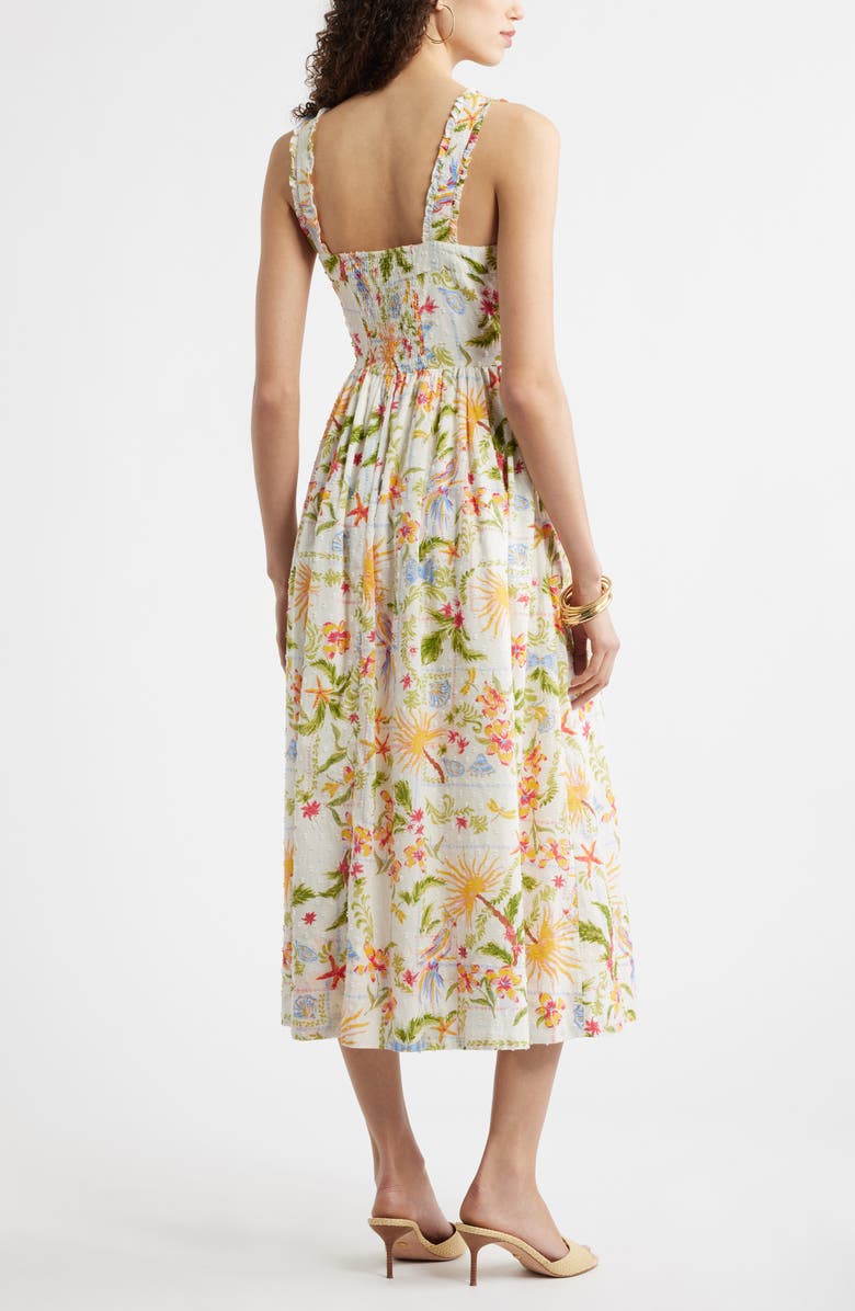Chelsea28 Embroidered Print Sleeveless Midi Dress, Alternate, color, Ivory- Red Vida Solpatch