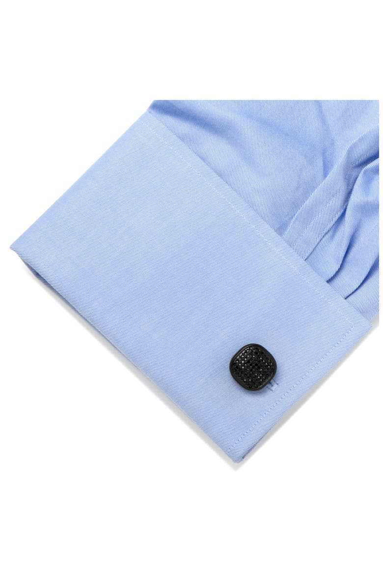 Pavé Black Crystal Cuff Links, Alternate, color, BLACK