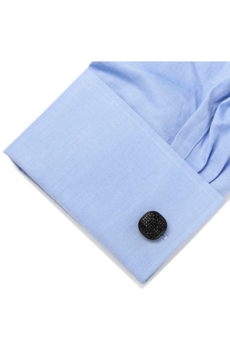 Cufflinks, Inc. Pavé Black Crystal Cuff Links, Alternate, color, Black