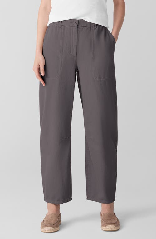 Eileen Fisher Organic Cotton Ankle Barrel Leg Pants In Gray
