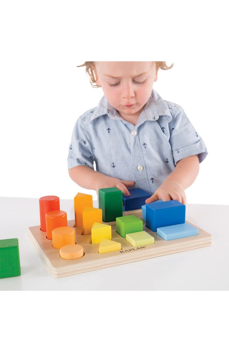 Kaplan Early Learning Company Wooden Colorful Shape and Height Sorter, Alternate, color, Multicolor