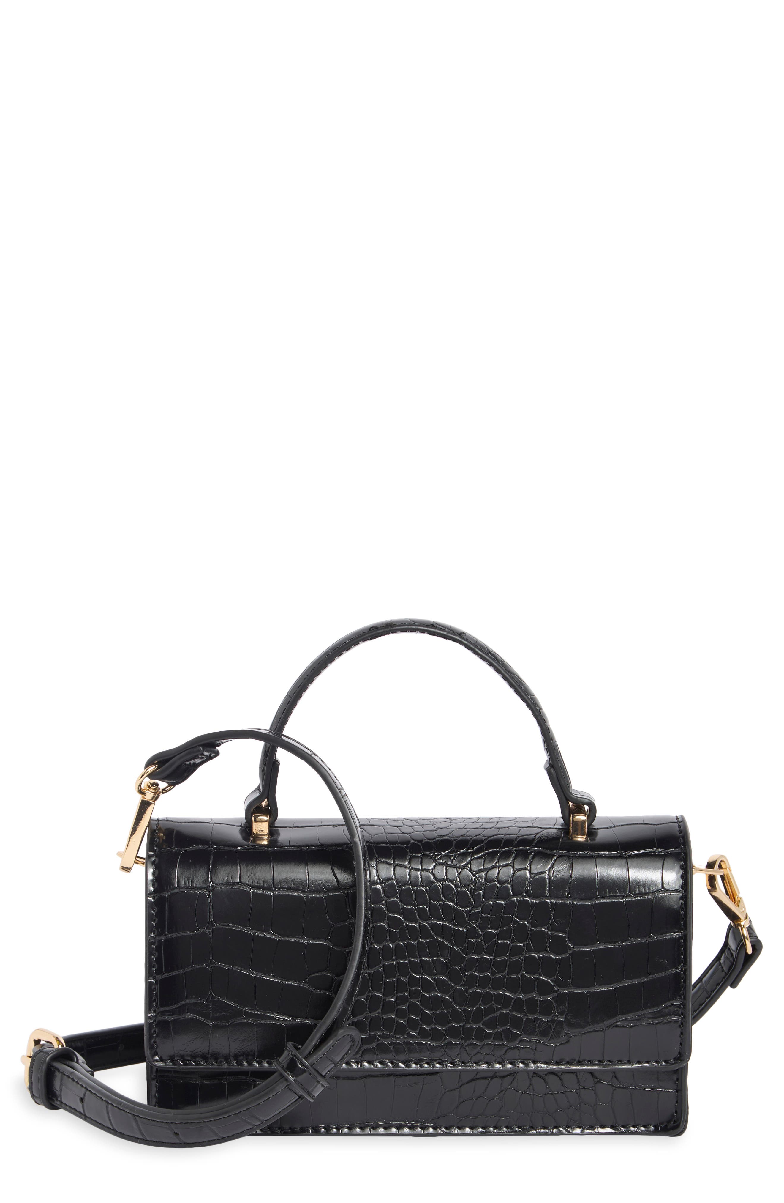 Croc Embossed Faux Leather Crossbody Bag