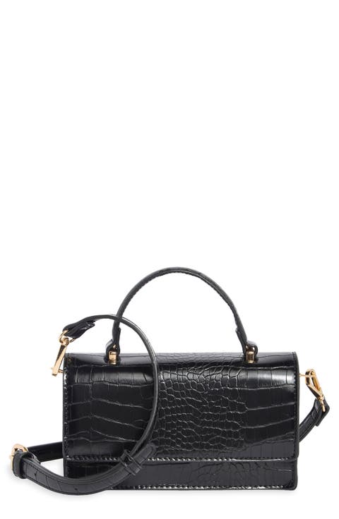 Croc Embossed Faux Leather Crossbody Bag