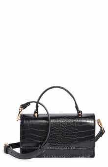 Croc Embossed Faux Leather Crossbody Bag