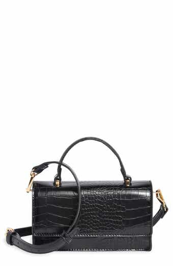 Croc Embossed Faux Leather Crossbody Bag