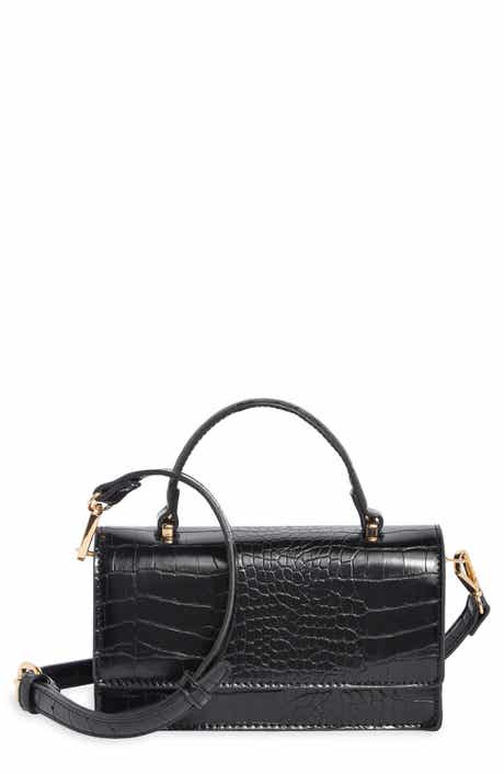 Croc Embossed Faux Leather Crossbody Bag