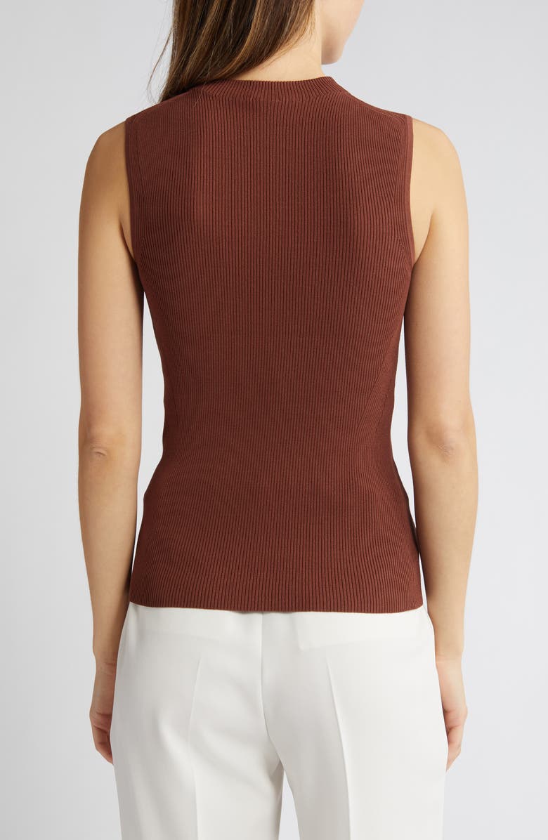 BOSS Feskies Rib Funnel Neck Sleeveless Sweater, Alternate, color, Rust/Coppr