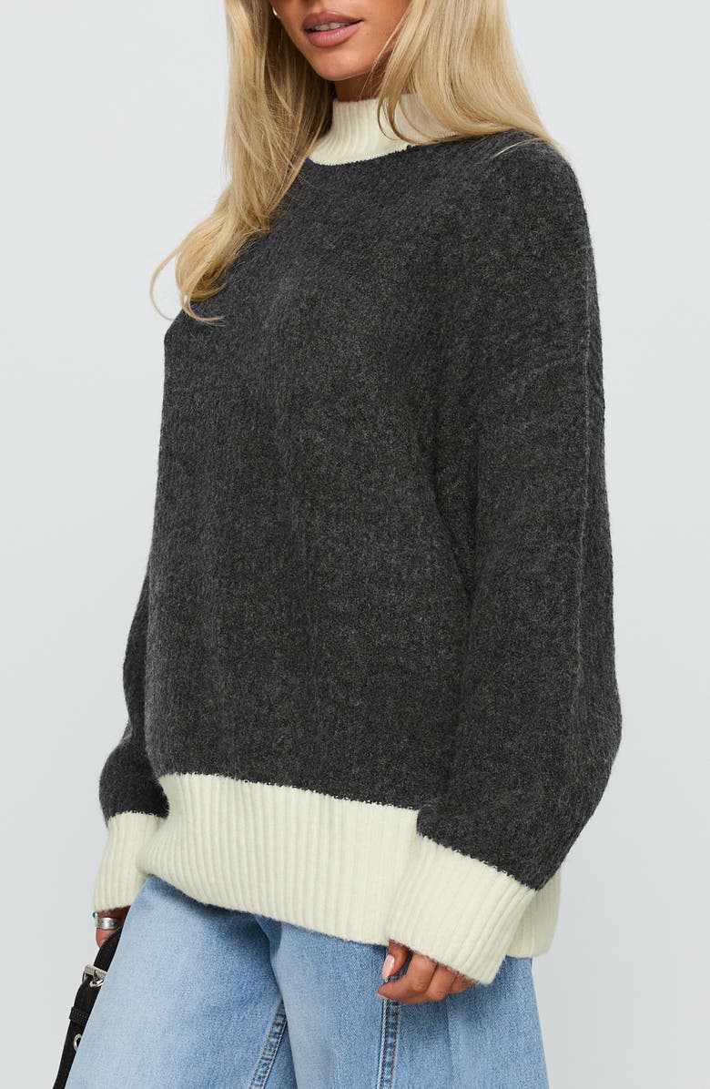 Princess Polly Broken Heart's Club Colorblock Sweater, Alternate, color, Grey