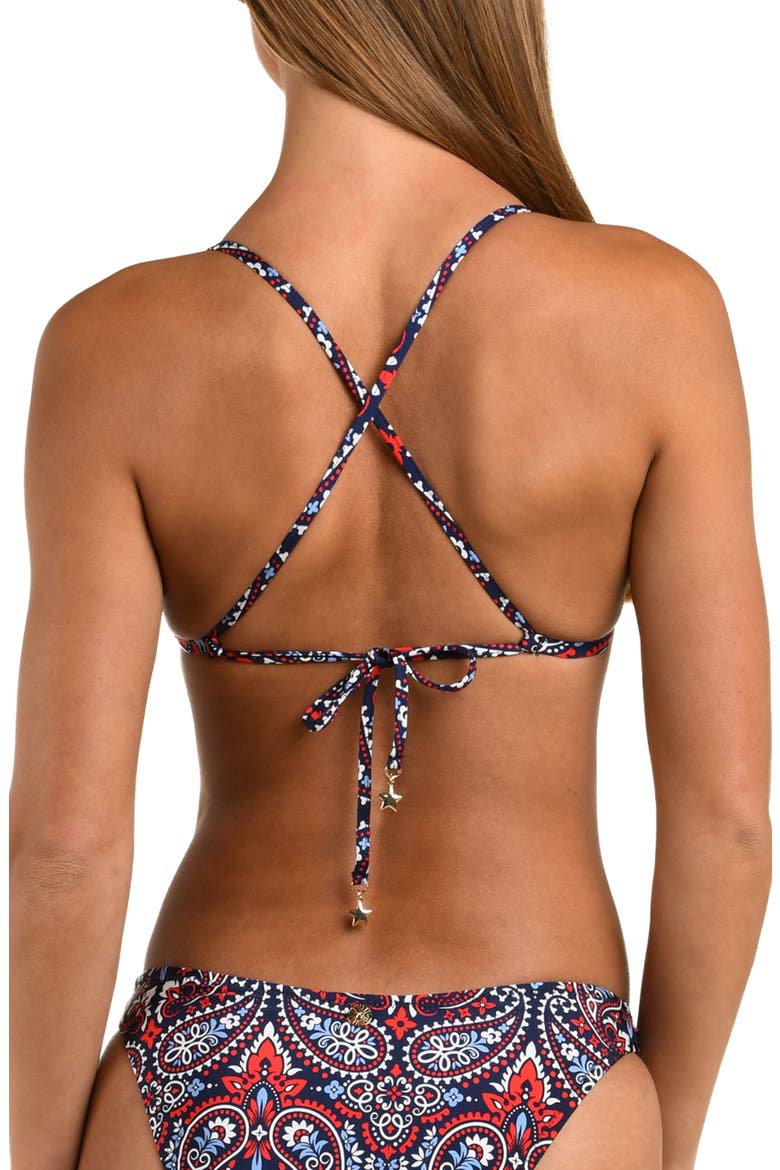 Americana Paisley Triangle Swim Top, Alternate, color, BLUE MULTI
