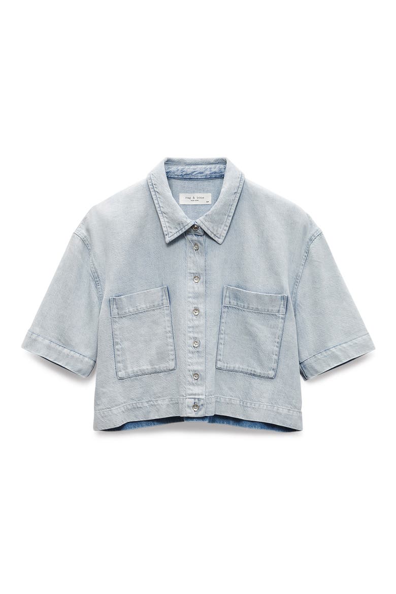 Lenna Crop Featherweight Denim Button-Up Shirt, Alternate, color, ALIAH