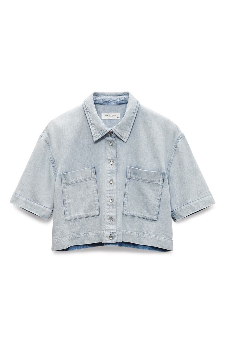 rag & bone Lenna Crop Featherweight Denim Button-Up Shirt, Alternate, color, Aliah