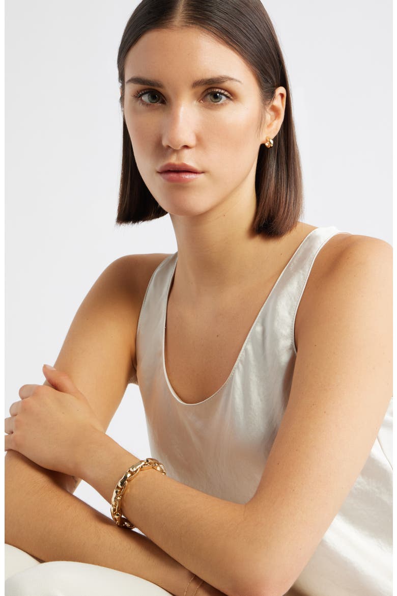 Hammered Link Stretch Bracelet, Alternate, color, GOLD