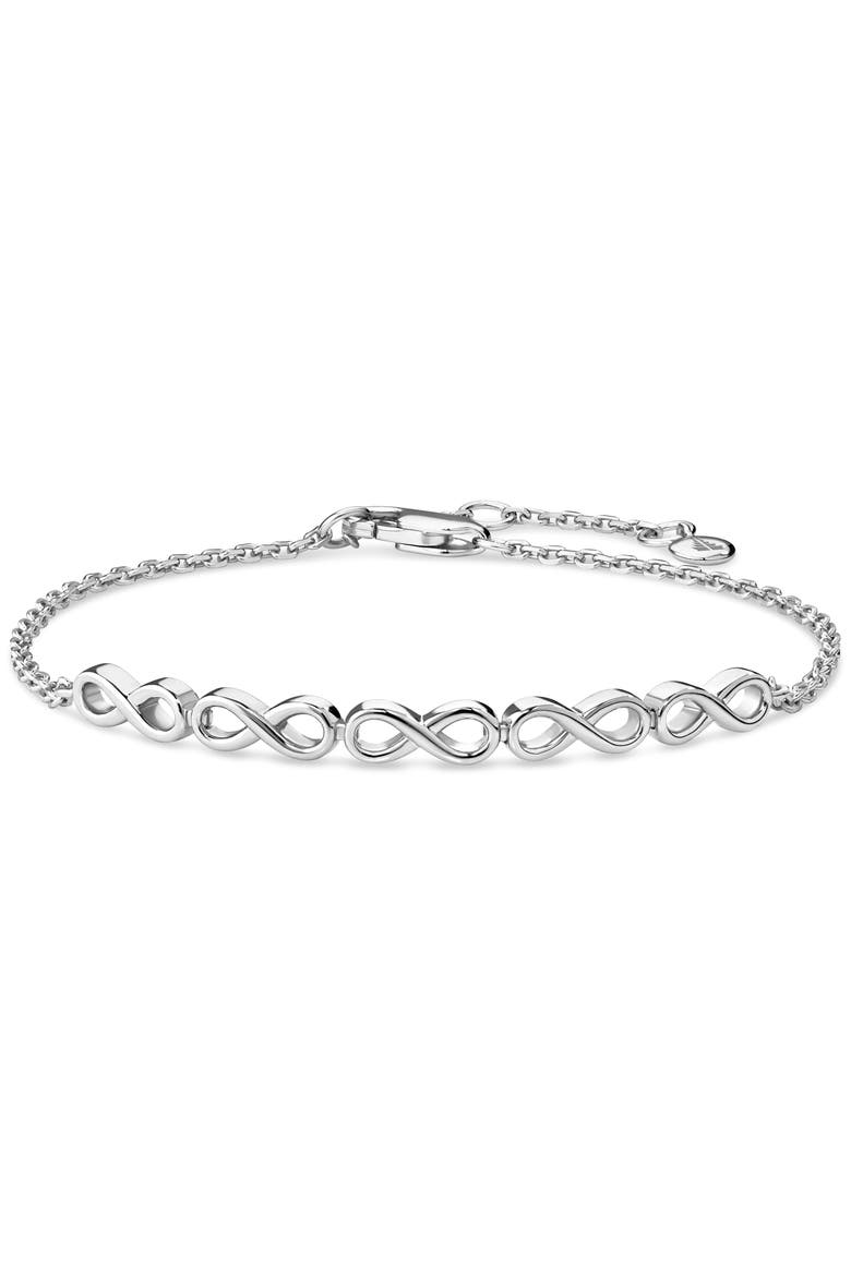 Infinity Chain Bracelet in Rhodium Plated Sterling Silver, Main, color, Silver