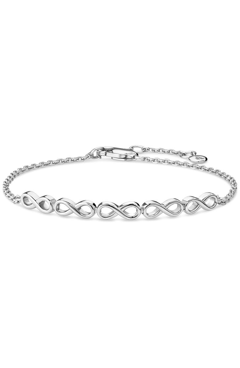 DEVATA Infinity Chain Bracelet in Rhodium Plated Sterling Silver, Main, color, Silver