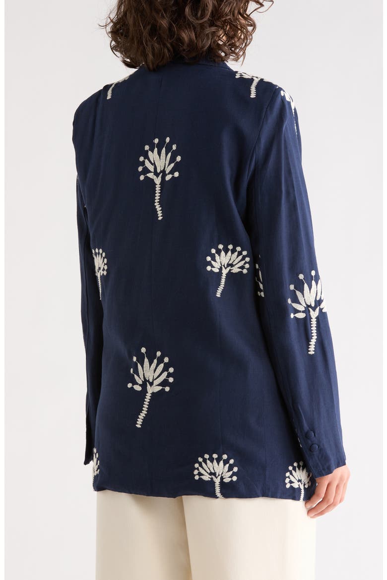 Kamielle Floral Embroidered Blazer, Alternate, color, NAVY