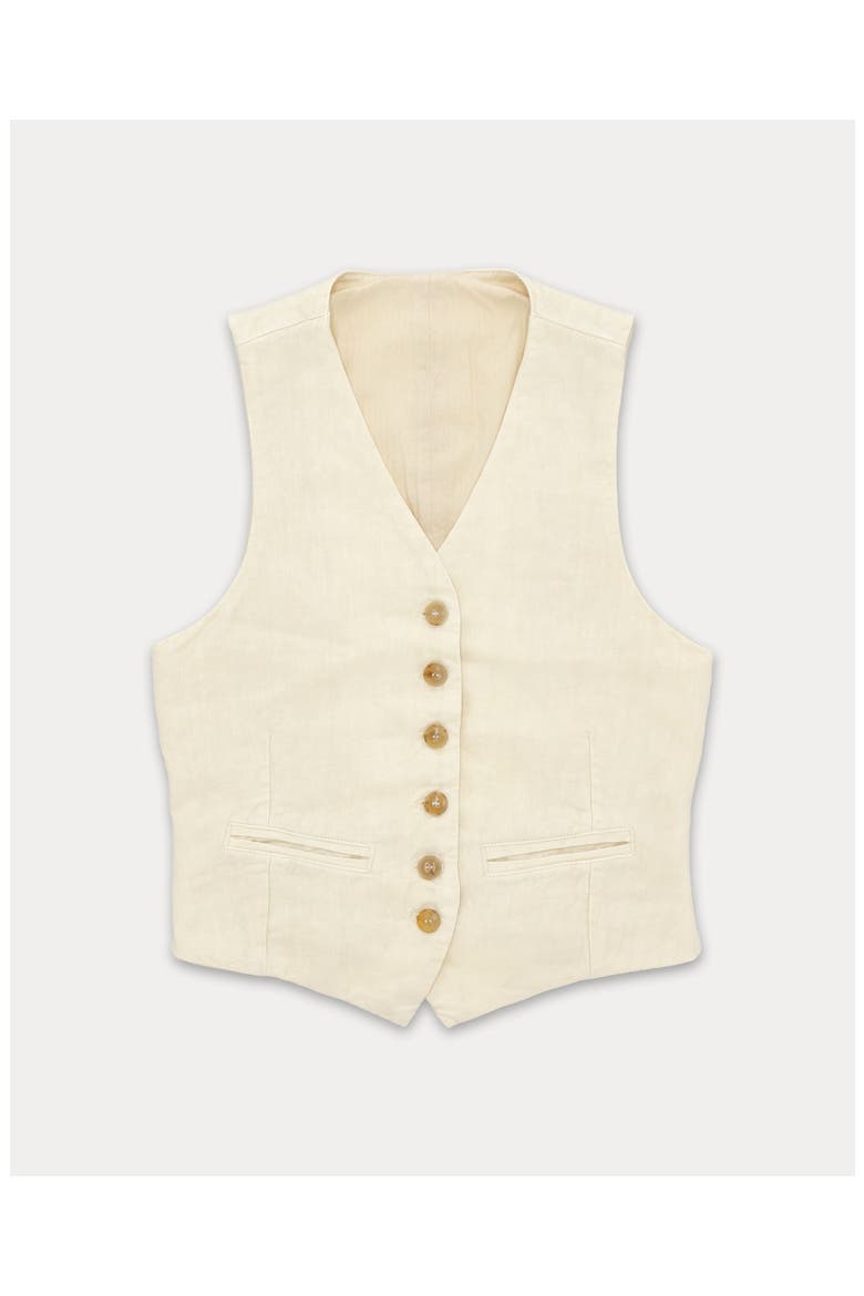 Demi-Linen Tailored Vest, Main, color, White