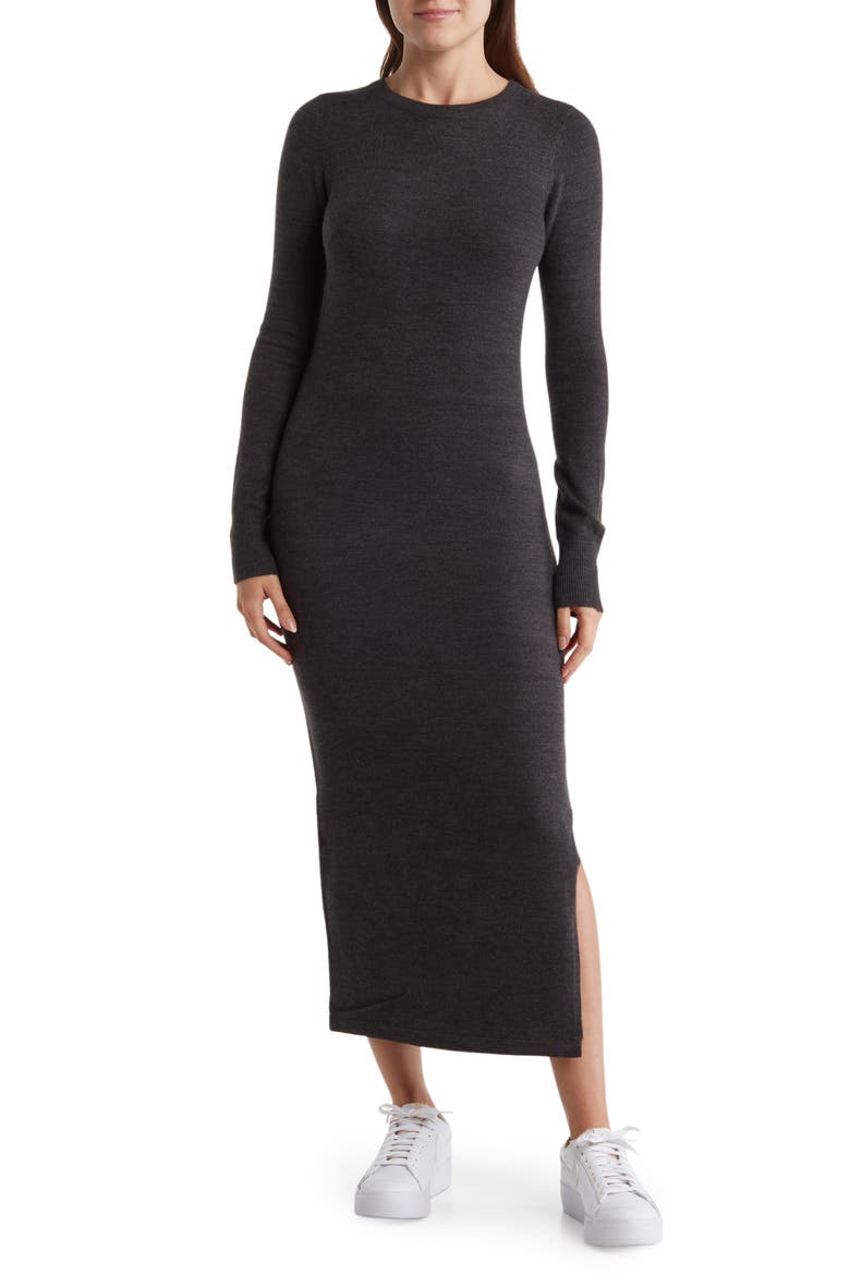 Babysoft Crewneck Sweater Dress, Main, color, CHARCOAL