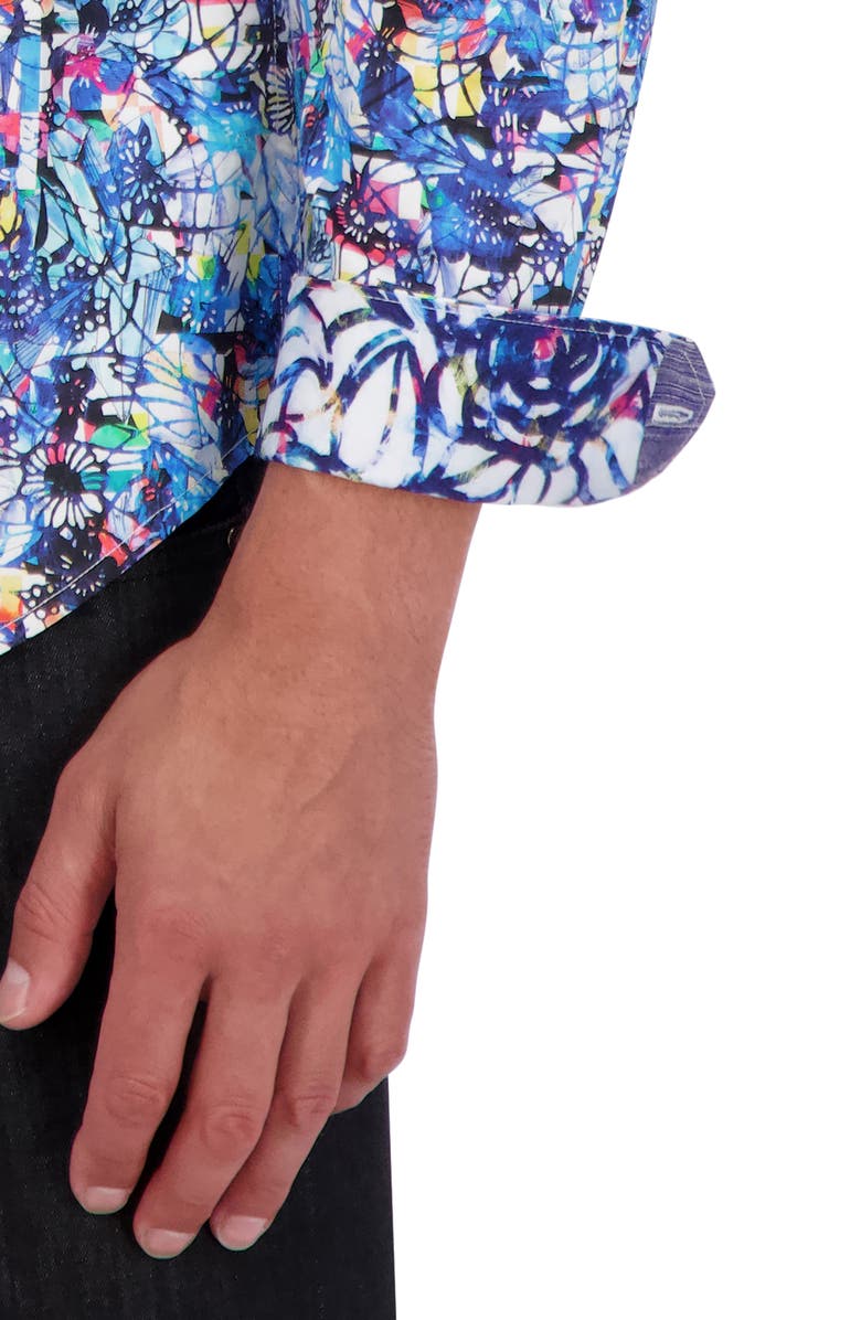 Robert Graham Abstract Floral Print Cotton Button-Up Shirt, Alternate, color, Blue Multi