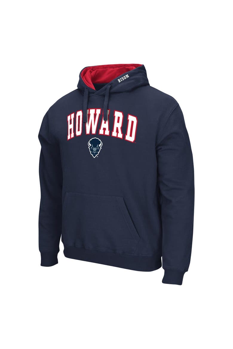 Men's Colosseum  Navy Howard Bison Arch & Logo 3.0 Pullover Hoodie, Alternate, color, Navy