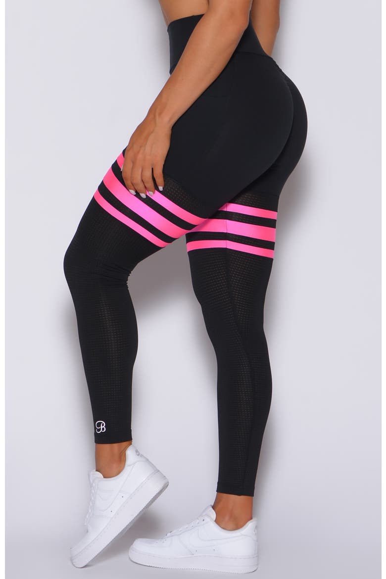 Scrunch Thigh Highs, Alternate, color, Black & Neon Pink