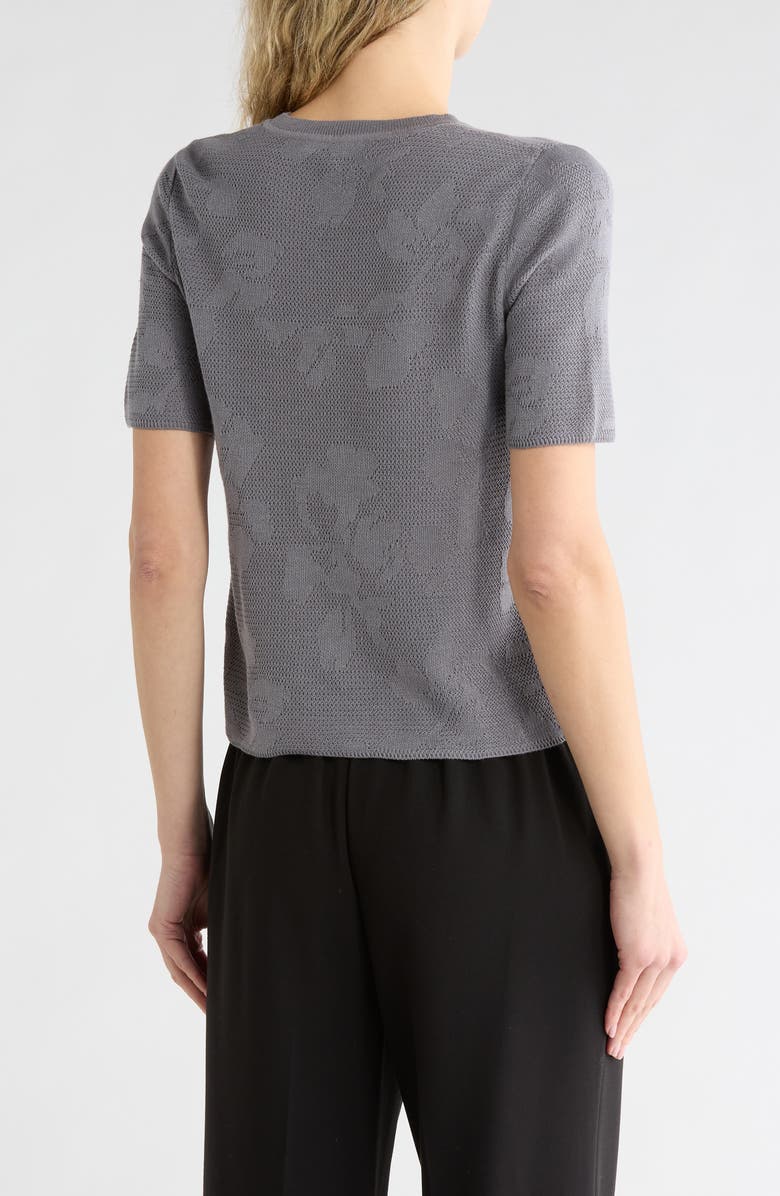 rag & bone Pam Short Sleeve Cotton Jacquard Sweater, Alternate, color, Steel