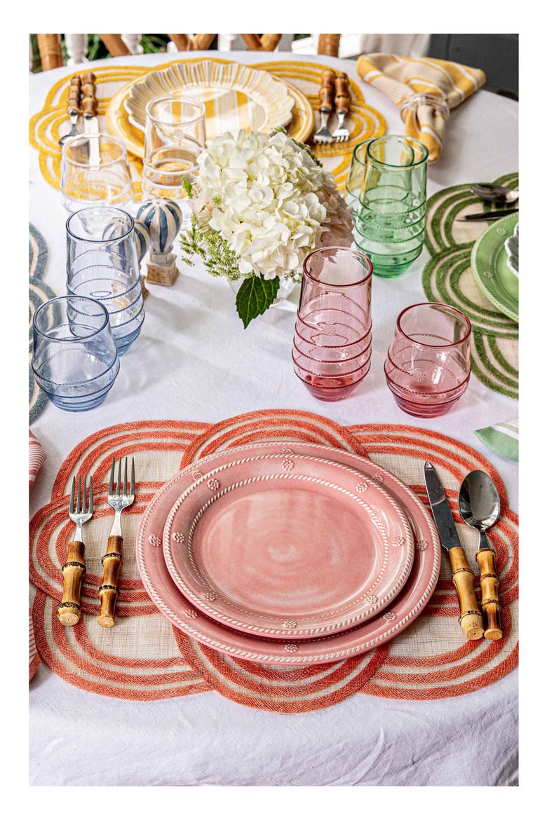 Berry & Thread Set of 4 Melamine Dessert Plates, Alternate, color, CORAL