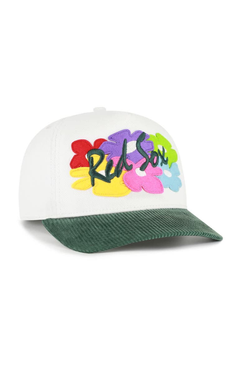 Men's '47 White/Green Boston Red Sox Flora Gallery Hitch Adjustable Hat, Alternate, color, White
