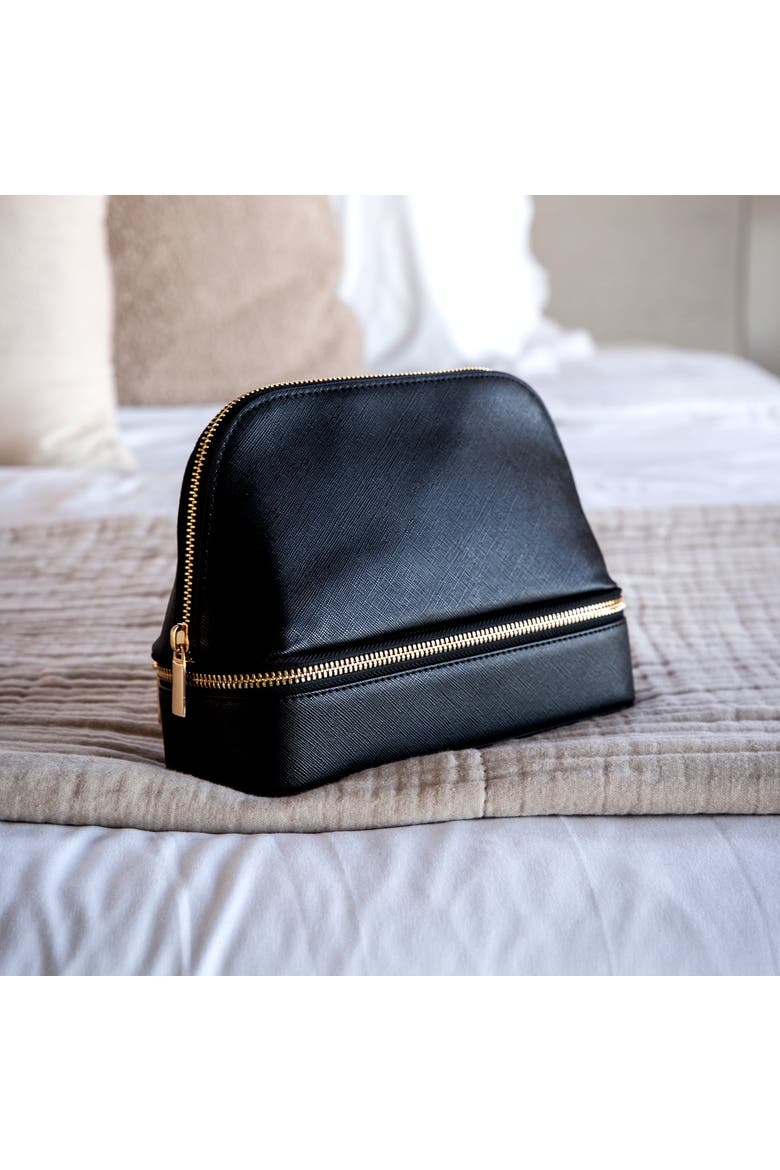 Jetsetter - The Curved Cosmetic Bag with Jewelry Organizer, Alternate, color, Black