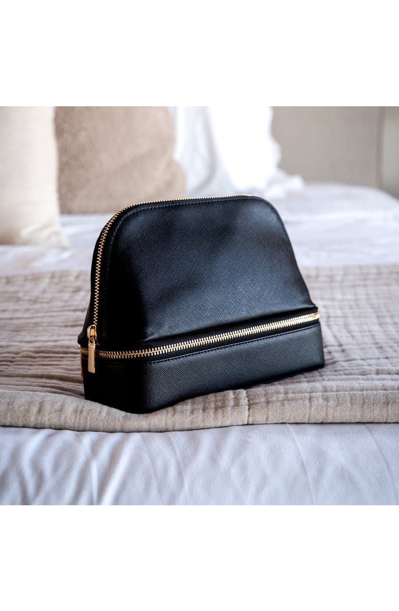 Youzey Jetsetter - The Curved Cosmetic Bag with Jewelry Organizer, Alternate, color, Black