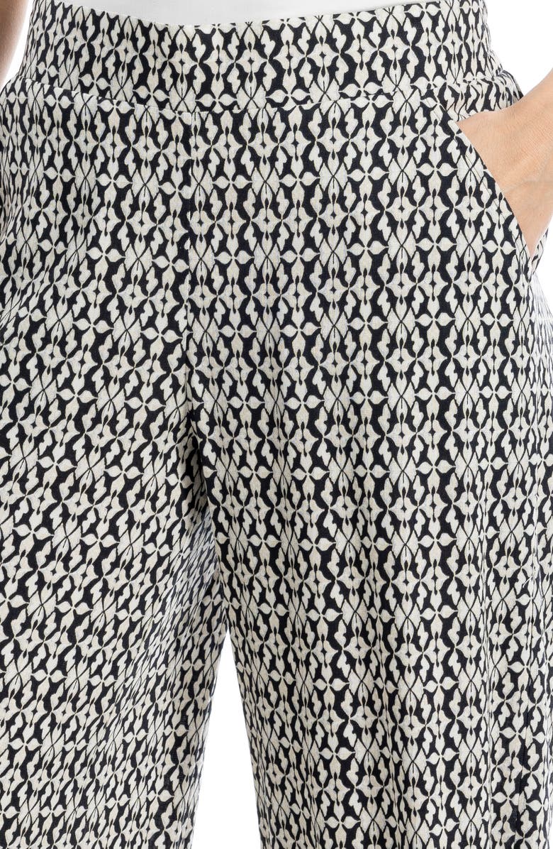 MAX STUDIO Wide Leg Pull-On Crop Pants, Alternate, color, Black/ Cream Ornate