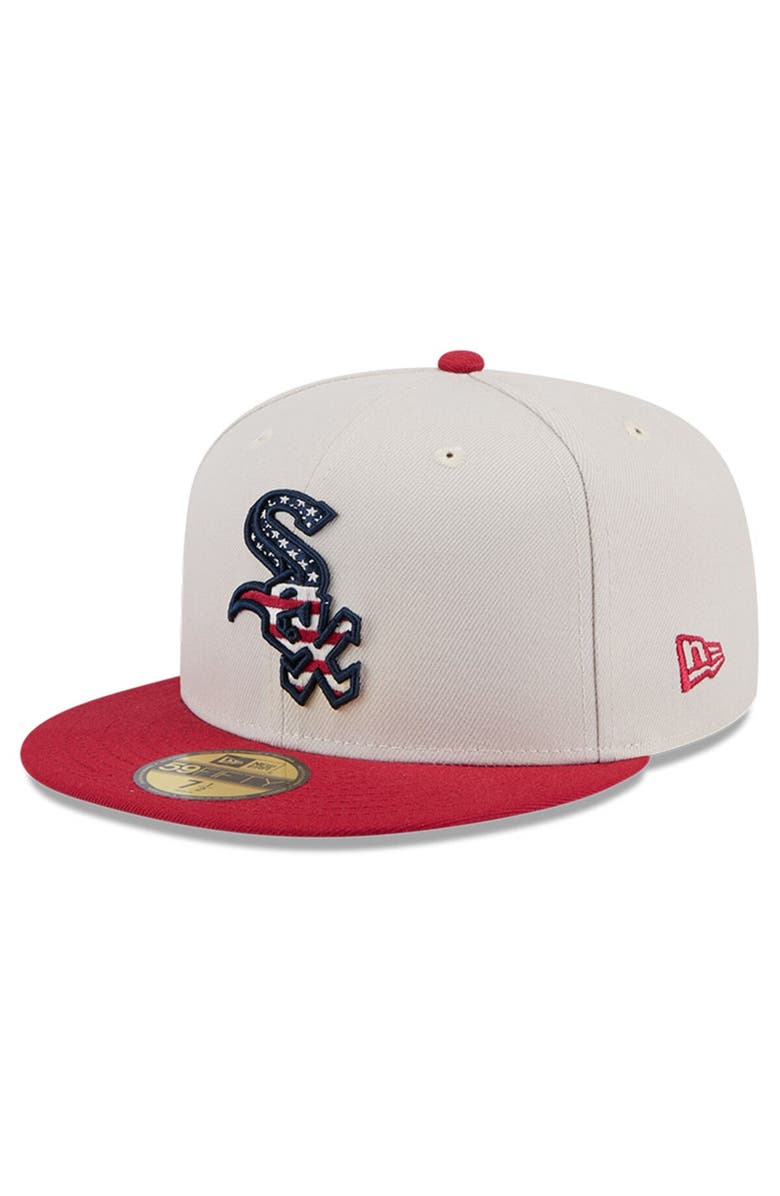 New Era Men's New Era  Khaki/Red Chicago White Sox 2024 Fourth of July 59FIFTY Fitted Hat, Alternate, color, Khaki