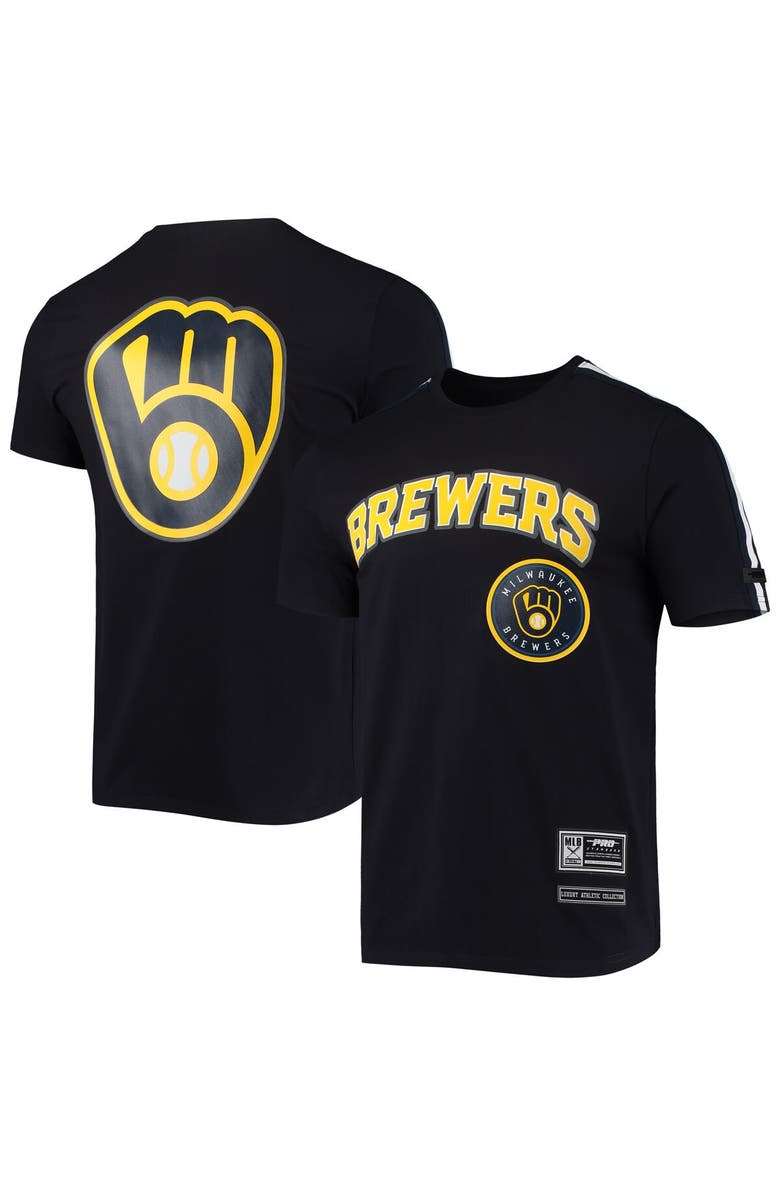 PRO STANDARD Men's Pro Standard Navy/ Milwaukee Brewers Taping T-Shirt, Main, color, Navy