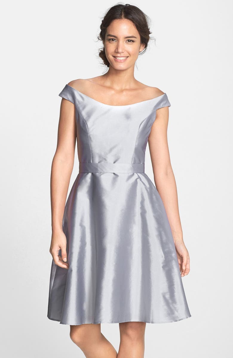 Alfred Sung Dupioni Fit & Flare Dress, Main, color, 