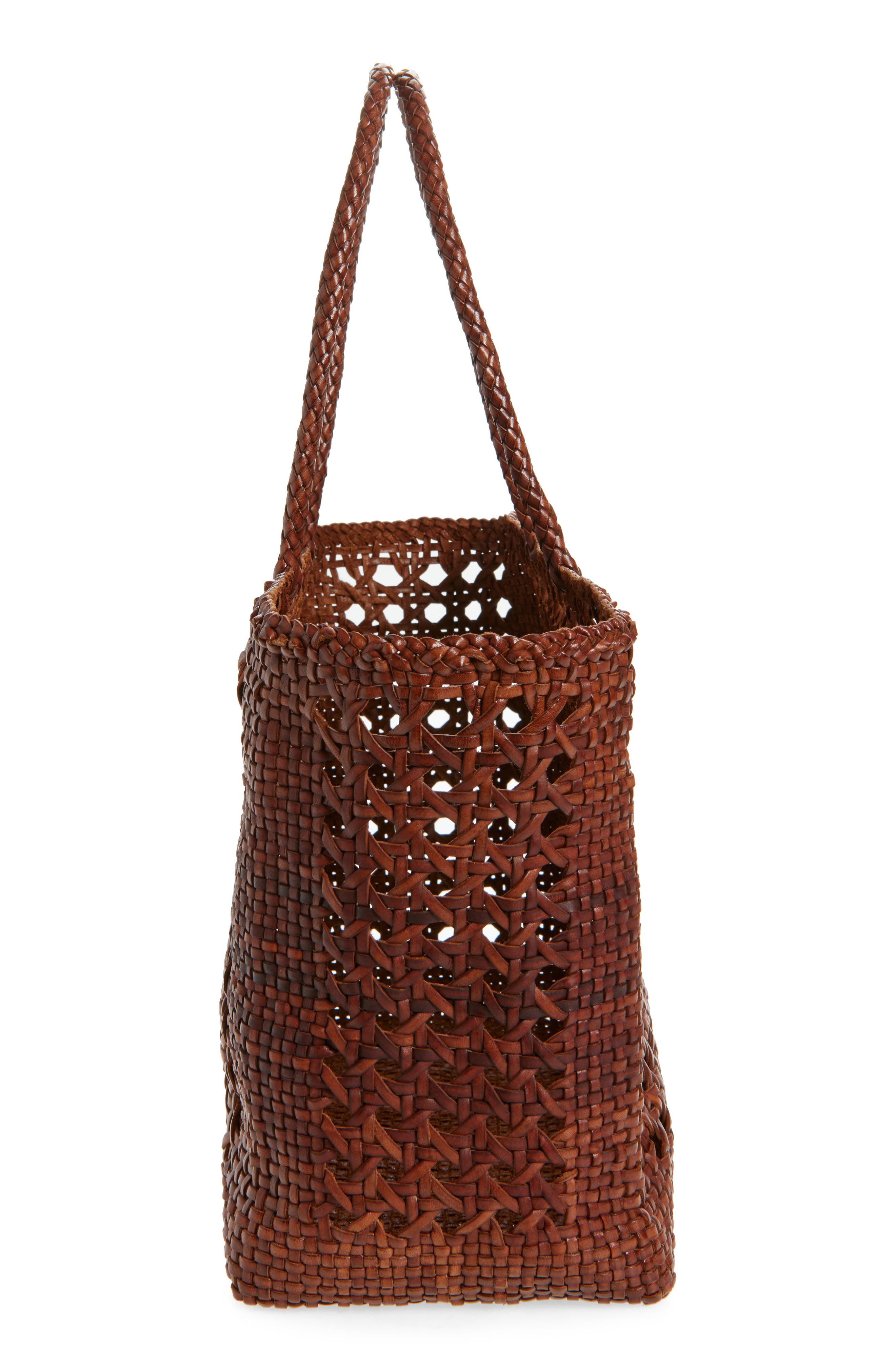 Loeffler Randall Klara Woven Leather Tote, Alternate, color, Saddle